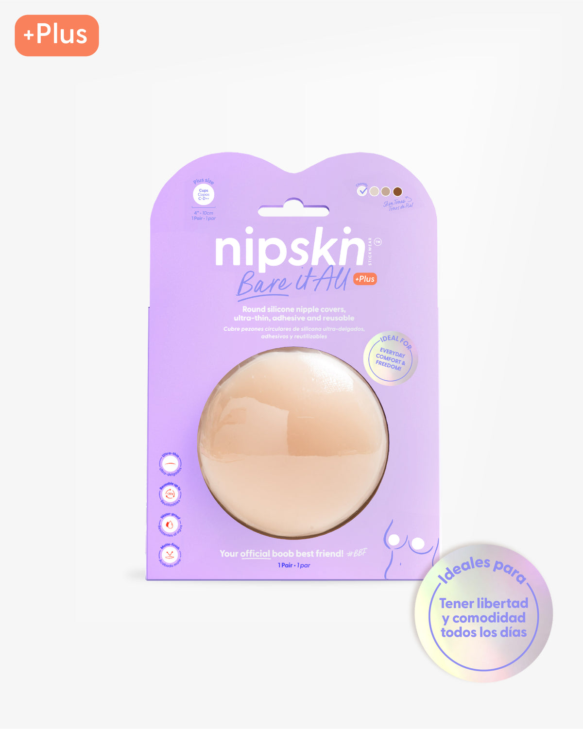 PLUS- Bare it All Nipple Covers - Cubre Pezones Circulares de Silicona Reutilizables