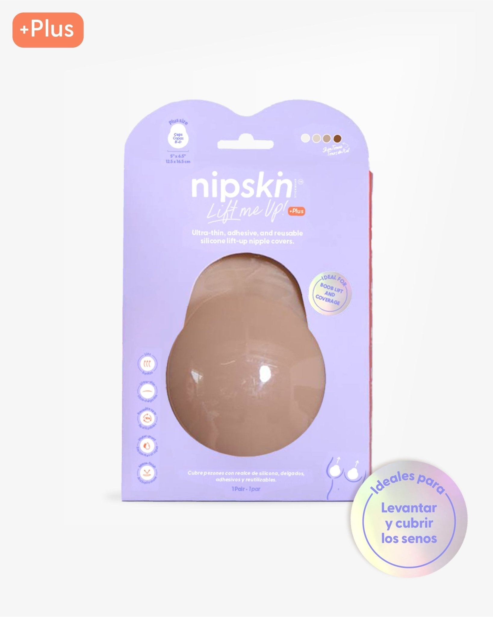 Lift me up PLUS - Cubre Pezones para Realce de Silicona Reutilizables. - Nipskin